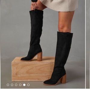 Black faux suede boots